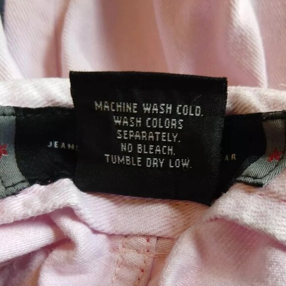 Y2K VTG Pink Denim Jalate Crop Cargo Jeans Jrs 5/6 100% Cotton - Picture 8 of 8